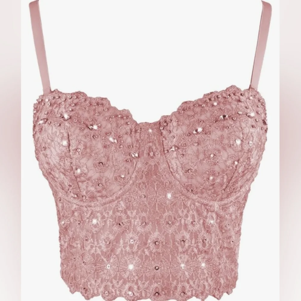 🔥 Pink Bling Ellacci Rhinestone corset - Picture 1 of 6